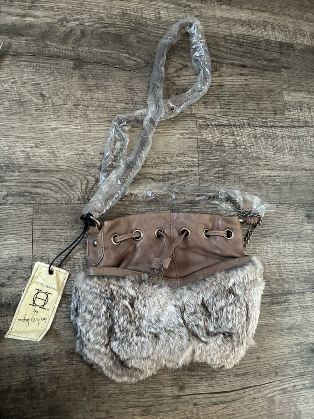 Olivia Harris Fur Baby Ball Bag Chincilla New with tags